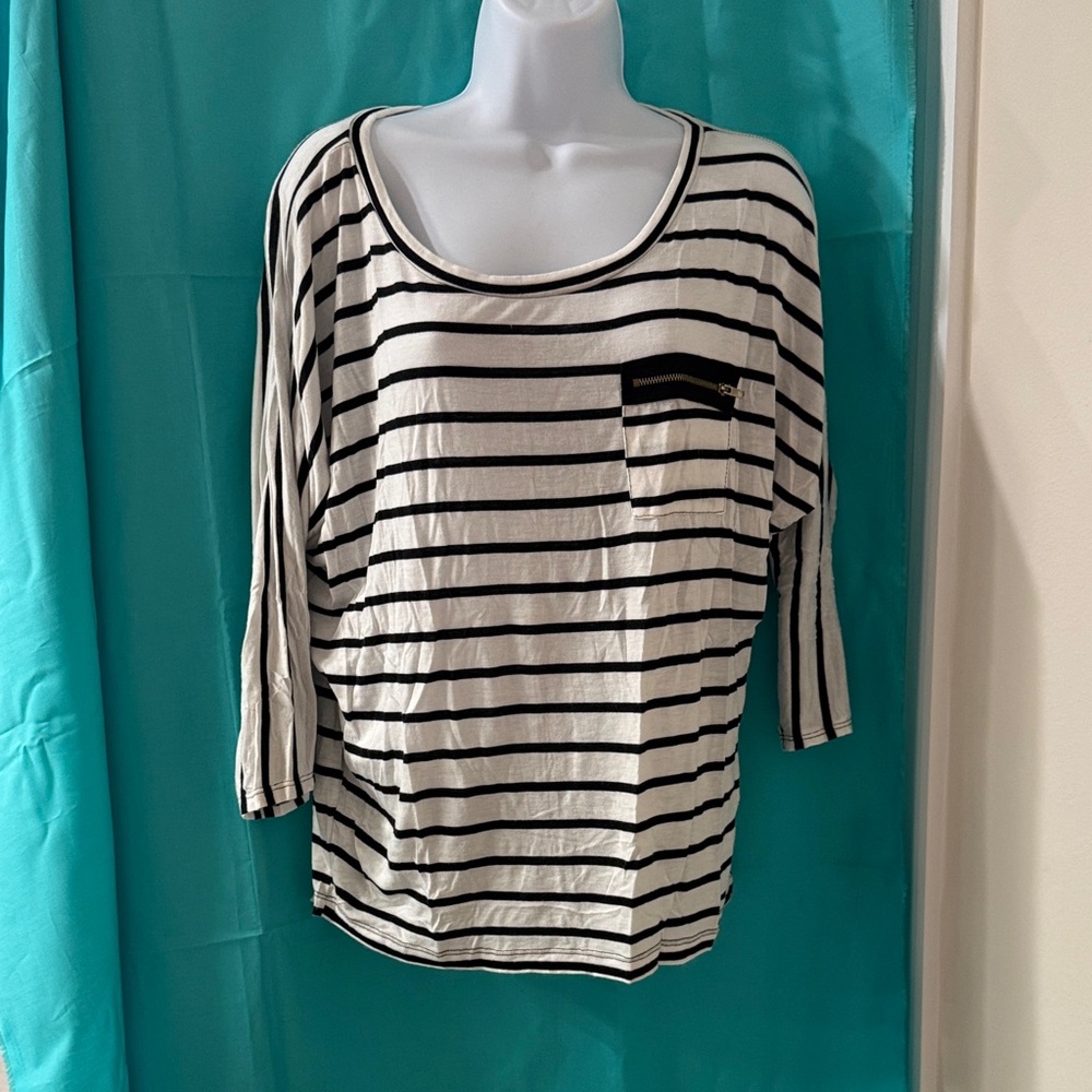 Striped Black and White Women's Top